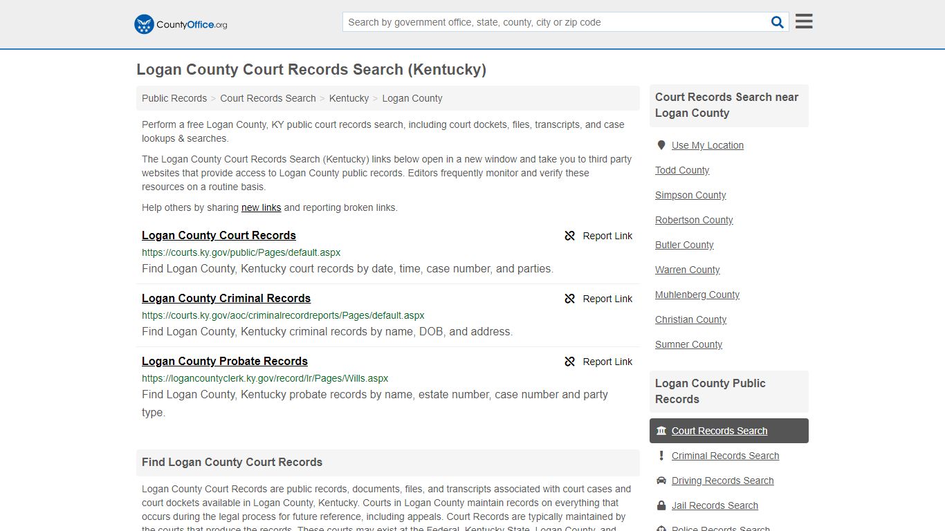 Court Records Search - Logan County, KY (Adoptions ...